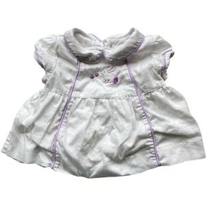 JANIE AND JACK Layette Bunny Dress White Purple Cotton Easter Spring Infant 3-6m
